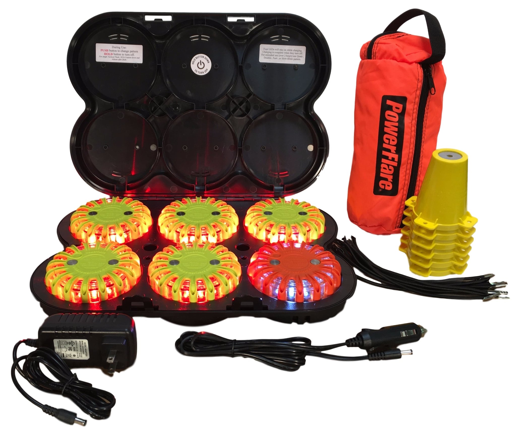 US Safety Solutions, LLC :: PowerFlare LED Lights :: Rechargeable Cone Kits  :: Rechargeable Landing Zone Cone Kit